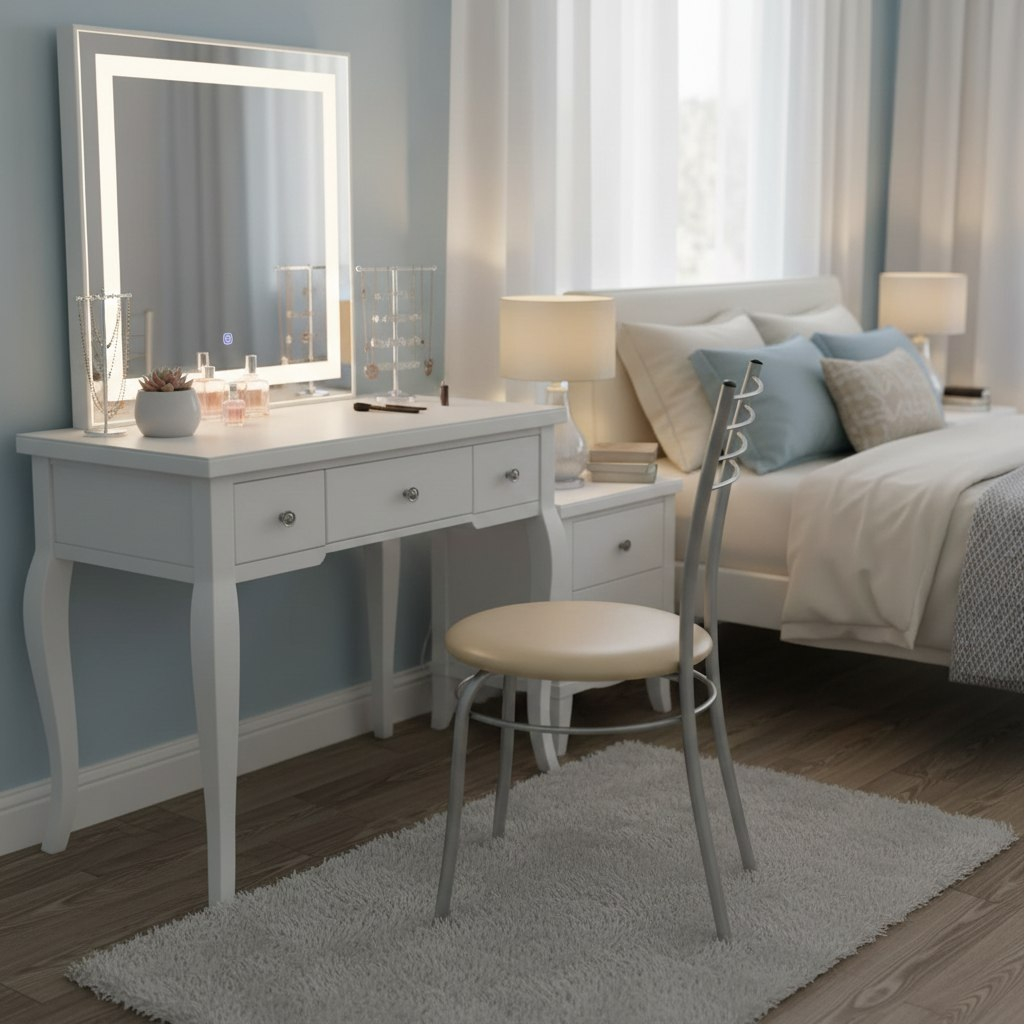 Стул Модуль, Бистро, 449, сиденье круглое, винилискожа, на болтах, бежевый, хром, 430х430х915 мм