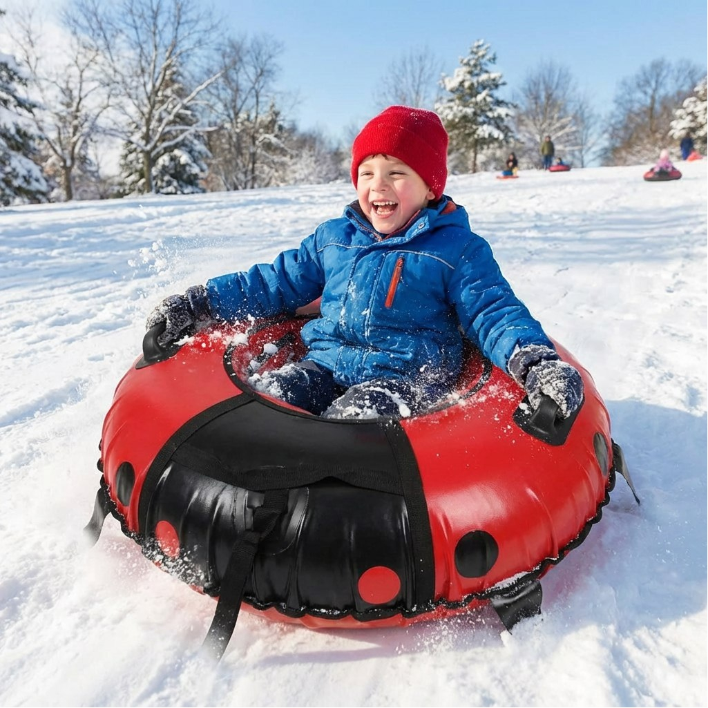 Санки-ватрушка Saimaa Sport Божья коровка, черно-красные, с ручками, диаметр 80 см