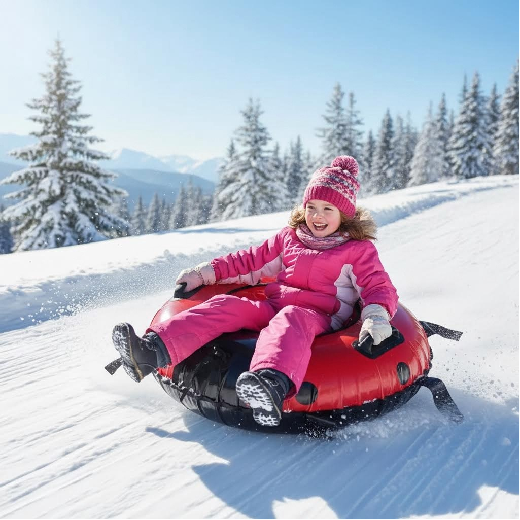 Санки-ватрушка Saimaa Sport Божья коровка, черно-красные, с ручками, диаметр 80 см