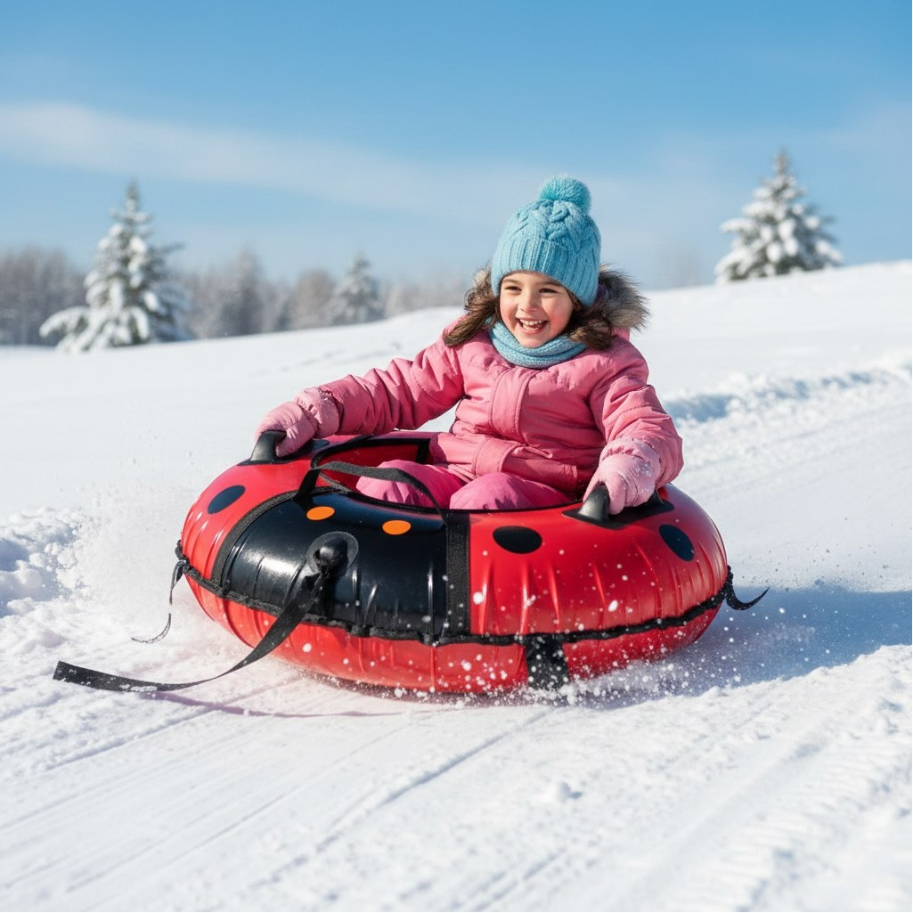 Санки-ватрушка Saimaa Sport Божья коровка, черно-красные, с ручками, диаметр 90 см