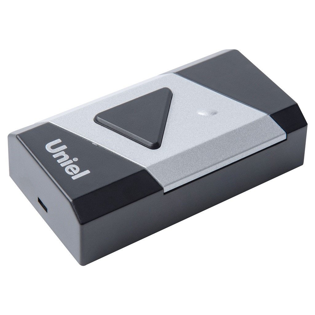 Звонок беспроводной Uniel UDB-016W-R1T1-38S-150M-BL-SL накладной, 38 мелодий, черный с серебристым