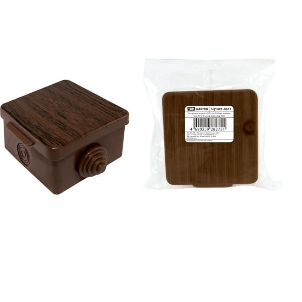 Коробка распаячная TDM, 65 х 65 х 50 мм, бук