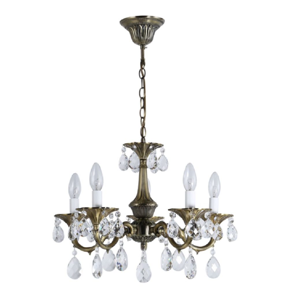 Люстра Reluce 09347-0.4-05, 5 ламп, E14, 200 Вт, хрусталь, до 10 кв.м