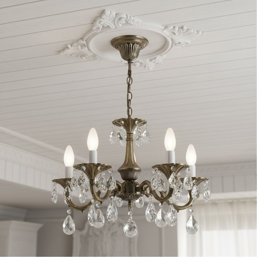 Люстра Reluce 09347-0.4-05, 5 ламп, E14, 200 Вт, хрусталь, до 10 кв.м