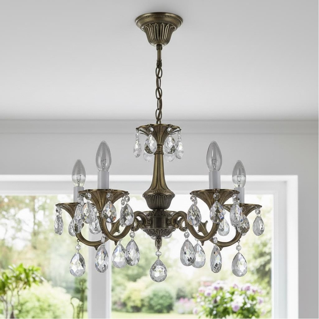 Люстра Reluce 09347-0.4-05, 5 ламп, E14, 200 Вт, хрусталь, до 10 кв.м