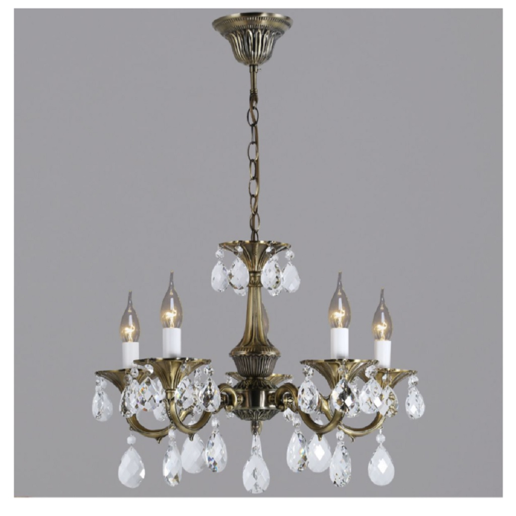 Люстра Reluce 09347-0.4-05, 5 ламп, E14, 200 Вт, хрусталь, до 10 кв.м