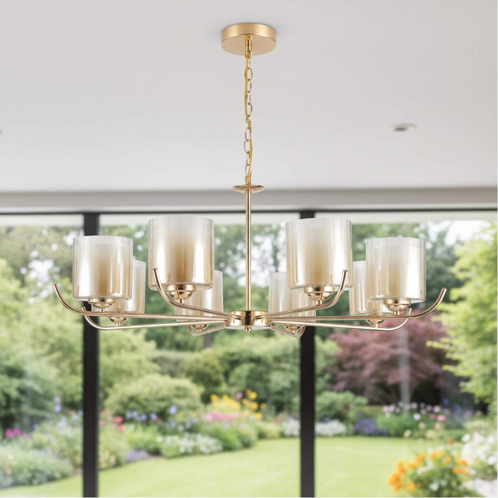 Люстра Reluce 09470-0.4-08, 8 ламп, E27, 320 Вт, стекло, до 48 кв.м