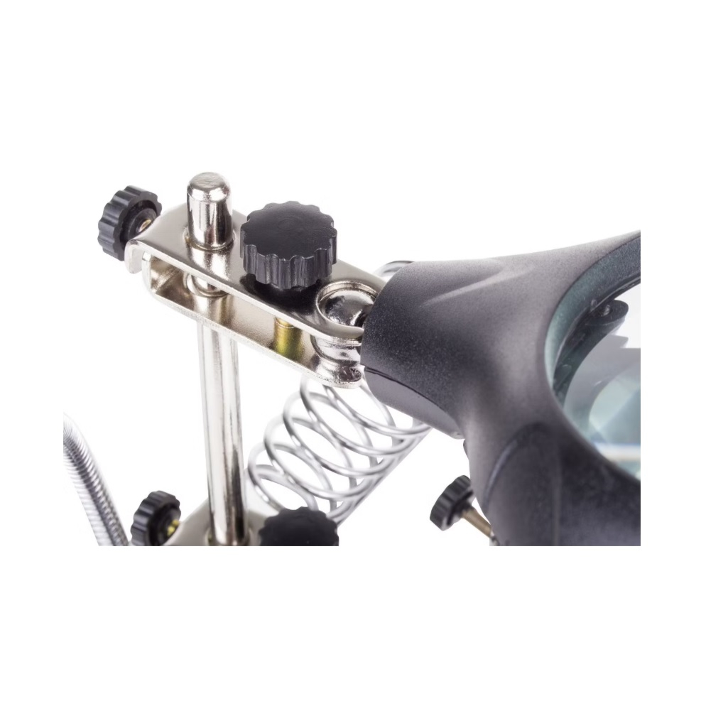 Держатель третья рука Rexant 12-0250, с лупой, увеличение 2.5, LED подсветка, черный 