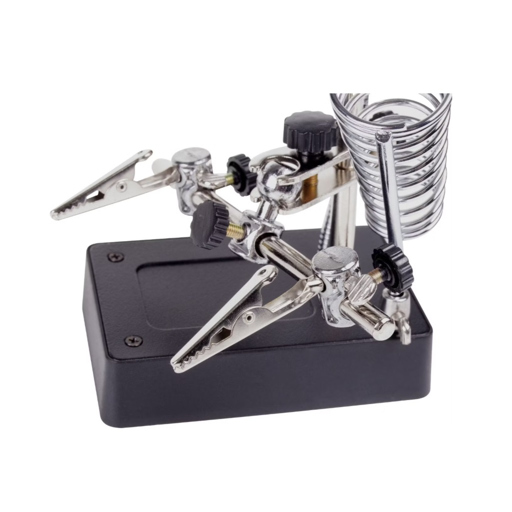 Держатель третья рука Rexant 12-0250, с лупой, увеличение 2.5, LED подсветка, черный 