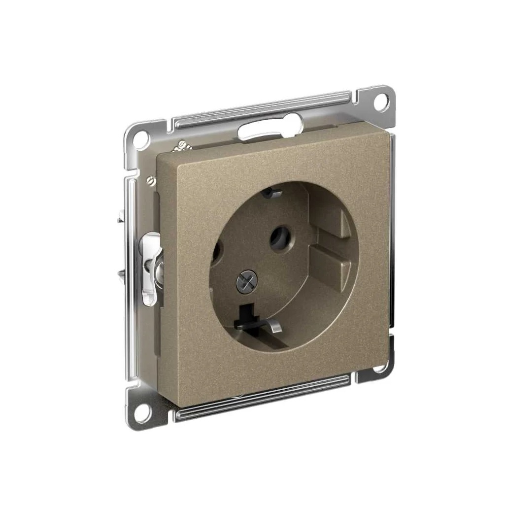 Розетка 1-местная Schneider Electric AtlasDesign ATN000543, с заземлением, встраиваемая, шампань