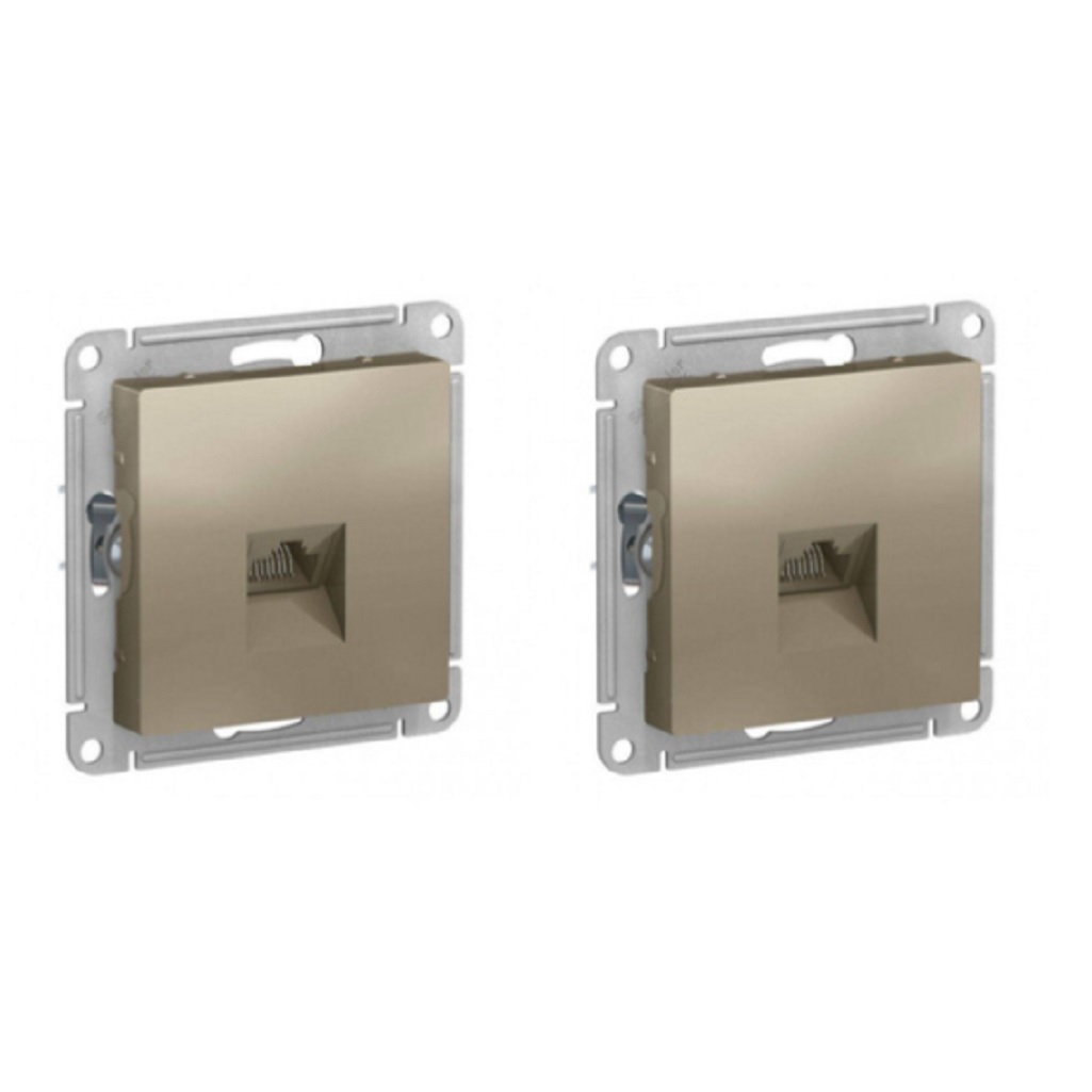 Розетка компьютерная Systeme Electric AtlasDesign ATN000583 RJ45 5Е, встраиваемая, шампань