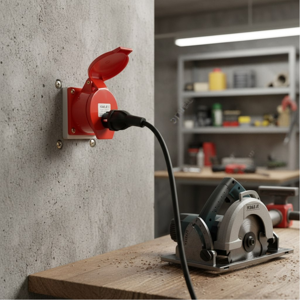 Розетка кабельная КЭАЗ 222756, 124-32А-6h-380AC-3P+PE-IP44, на поверхность, красная