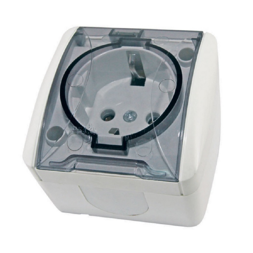 Розетка 1-местная Селигер TDM SQ1818-0007, с заземлением, накладная, белая