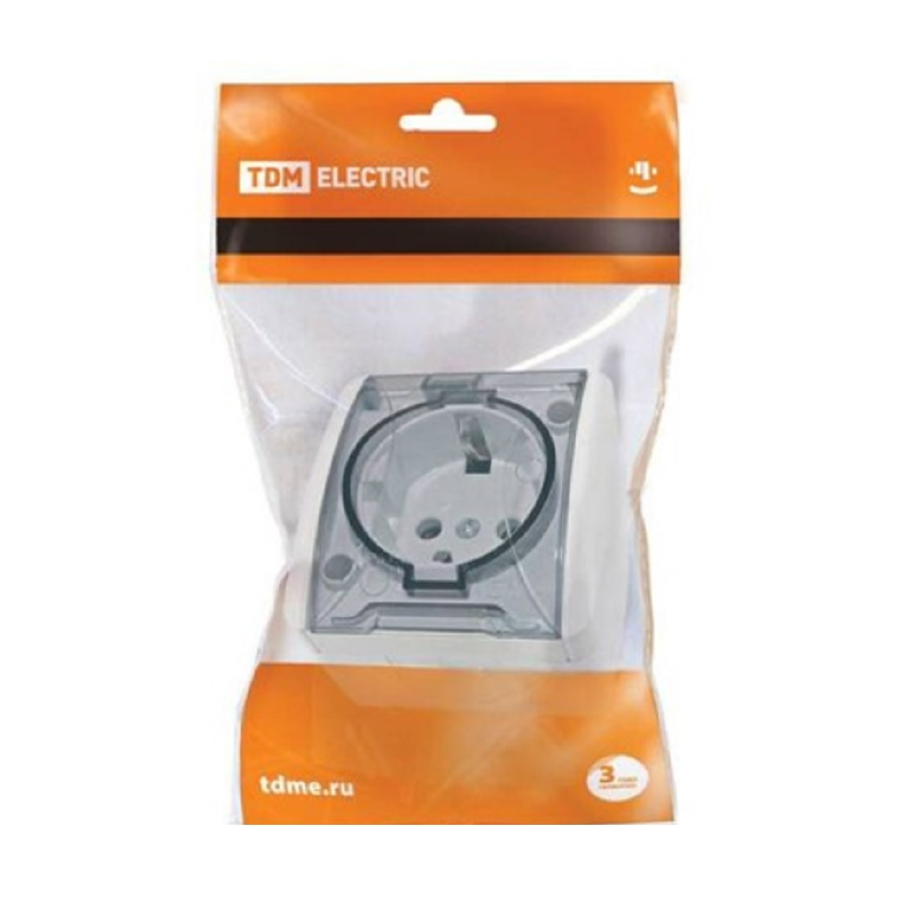 Розетка 1-местная Селигер TDM SQ1818-0007, с заземлением, накладная, белая