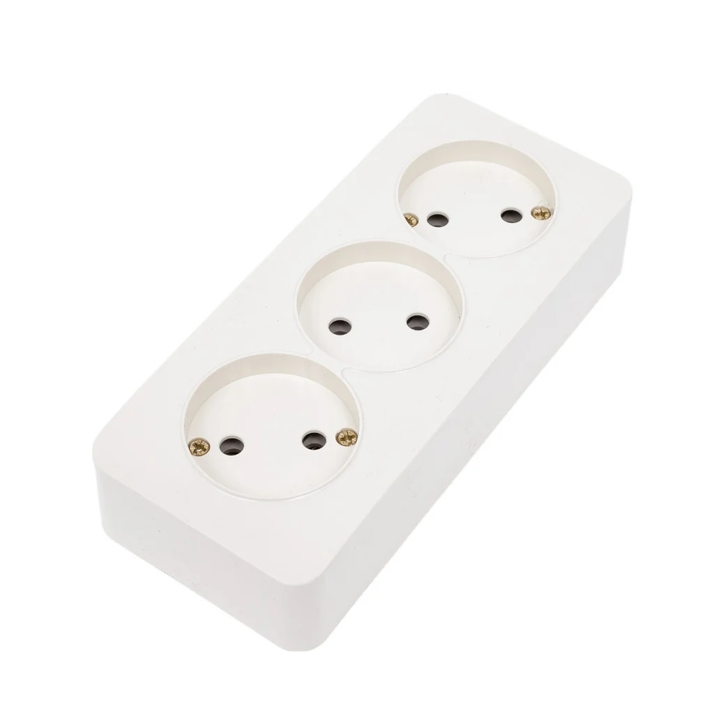 Розетка 3-местная Stekker MST10-13-01 София 49305, без заземления, накладная, цвет белый  