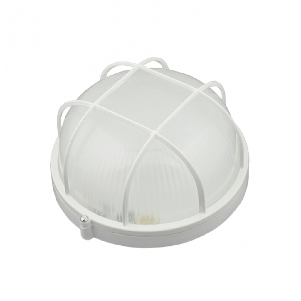 Светильник влагозащищенный Uniel UWL-R02 круг, решетка, накладной, Е27, IP54, белый