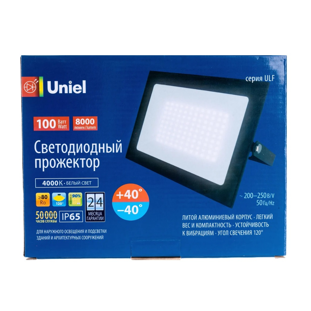 Прожектор светодиодный Uniel ULF-F21, UL-00007962, 100W, 4000K, IP65, черный