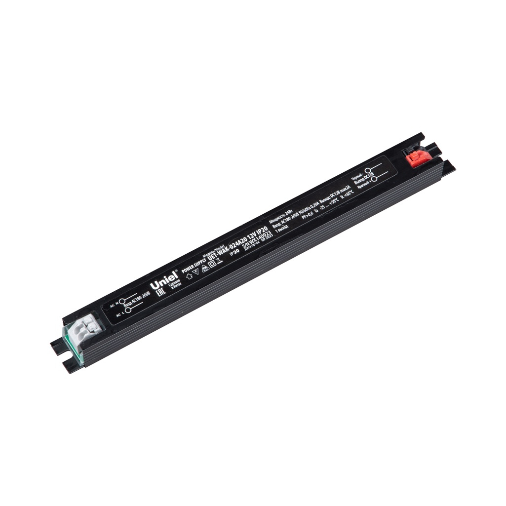 Блок питания ультратонкий Uniel UET-WAK-024A20 для светодиодной ленты, 12 В, IP20, 24 Вт