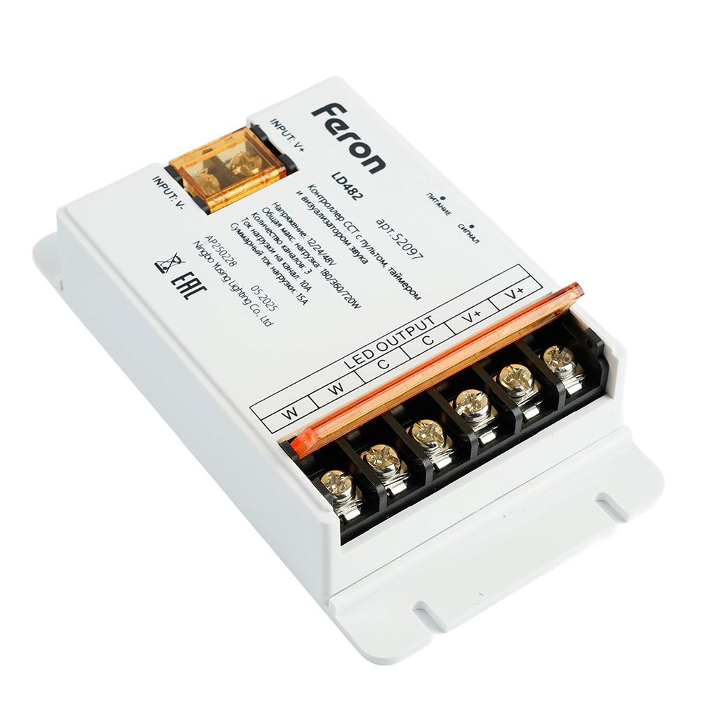 Контроллер Feron CCT LD482, 52097, RGB, с пультом, таймером и визуализатором звука, 12-24-48В