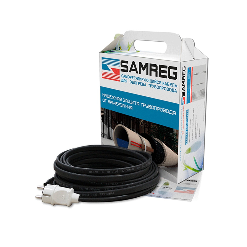 Комплект для обогрева труб Samreg саморегулирующийся, 16 Вт, черный, 7 м