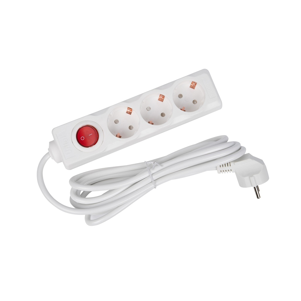 Удлинитель Uniel Standard S-GCD3-3B ПВС, с заземлением, 3 розетки, 3 м, 3.5 кВт