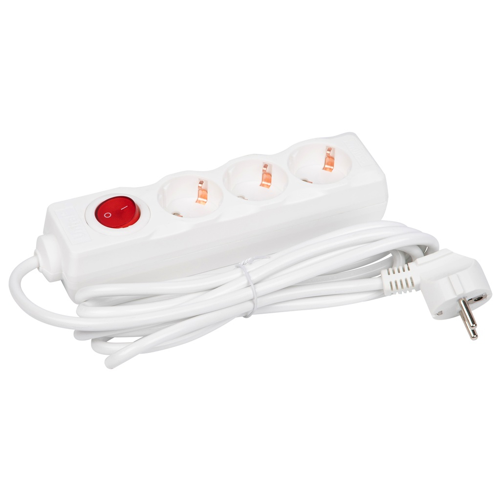 Удлинитель Uniel Standard S-GCD3-3B ПВС, с заземлением, 3 розетки, 3 м, 3.5 кВт