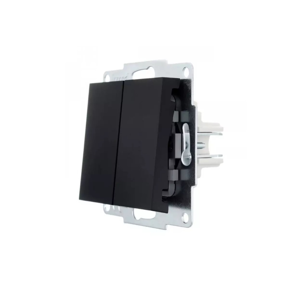 Выключатель двухклавишный Lezard Vesna встраиваемый механизм, чёрный бархат, 742-4288-101