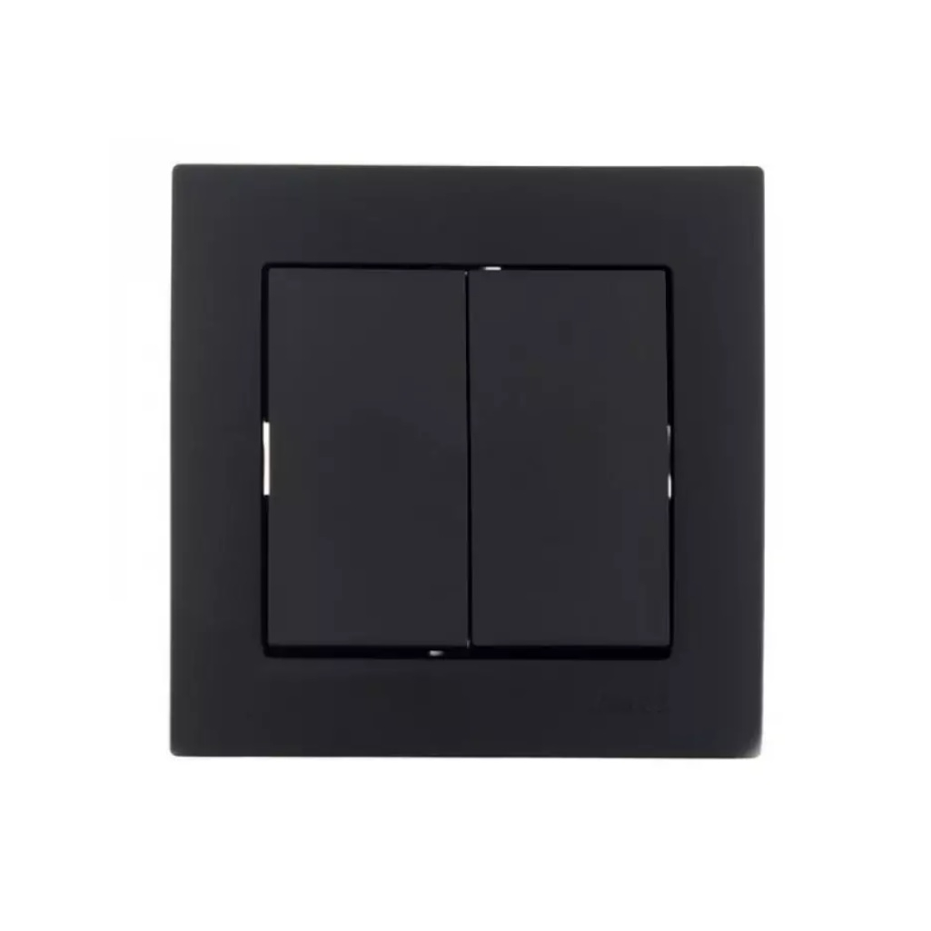 Выключатель двухклавишный Lezard Vesna встраиваемый механизм, чёрный бархат, 742-4288-101