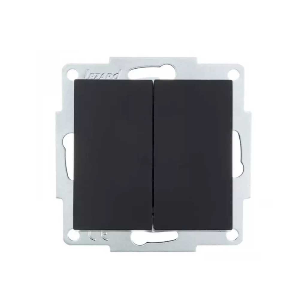 Выключатель двухклавишный Lezard Vesna встраиваемый механизм, чёрный бархат, 742-4288-101