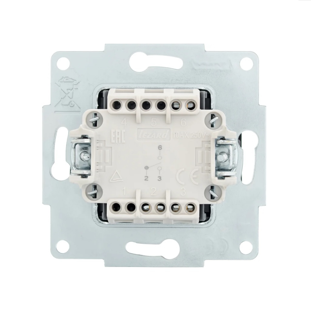 Выключатель проходной Lezard Vesna одноклавишный, встраиваемый механизм, чёрный бархат, 742-4288-105