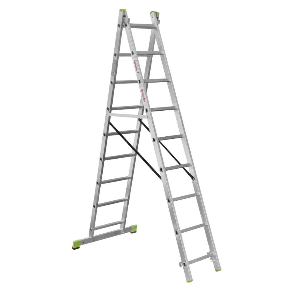 Лестница-стремянка Высота VL2-9, 9 ступеней, 2 секции, алюминиевая, нагрузка до 150 кг