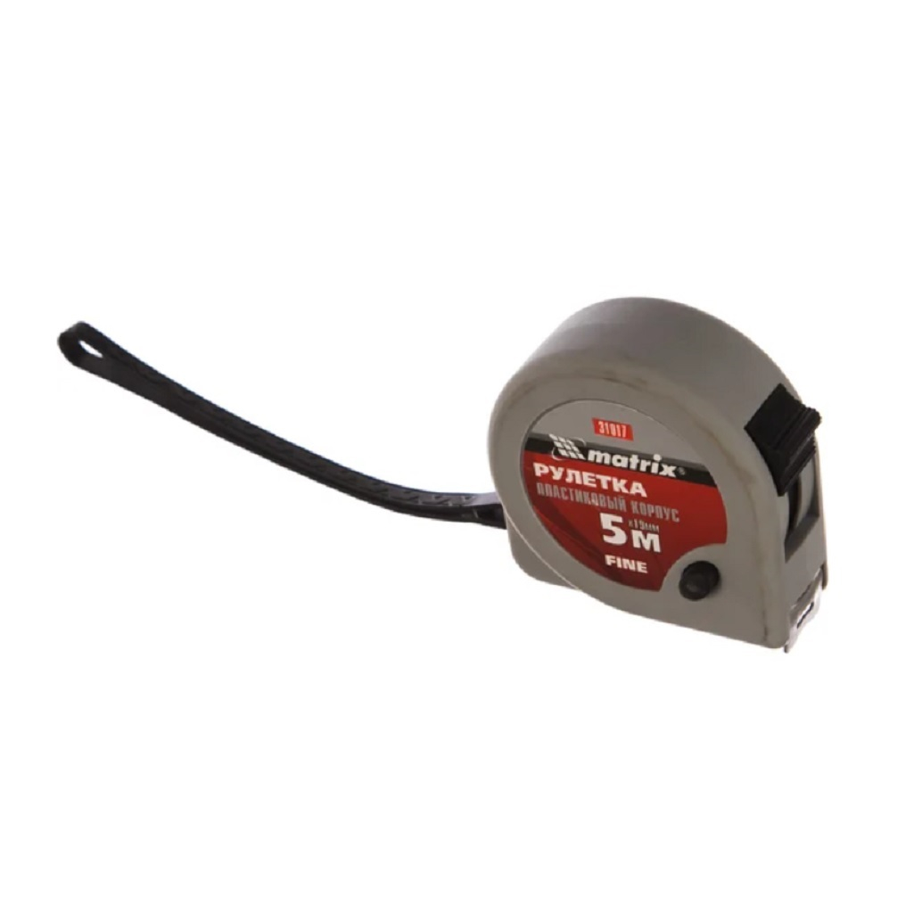 Рулетка Matrix Fine 31017, 5 м х 19 мм, пластиковый корпус, четкая разметка шкалы, фиксатор ленты