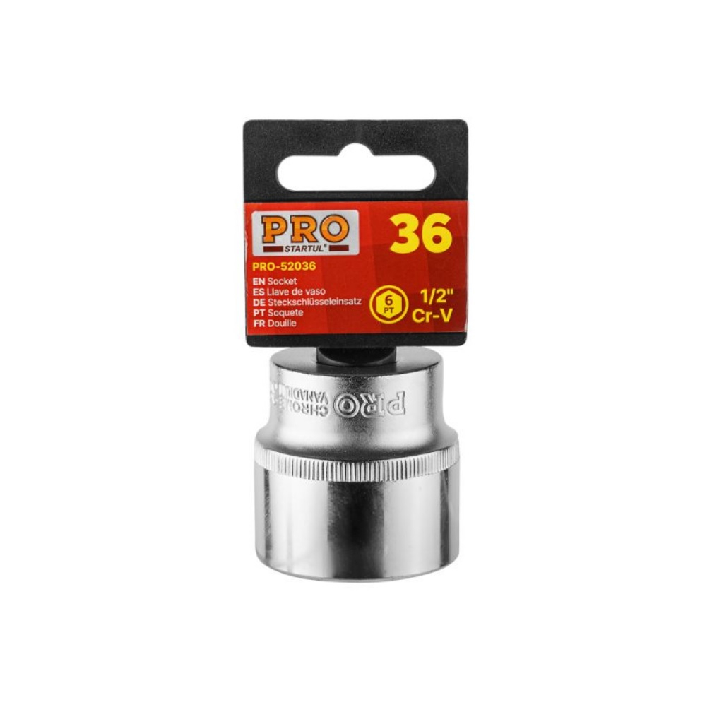 Головка Startul Pro PRO-52036, 1/2, 36 мм, 6 граней, длина 38 мм, сталь