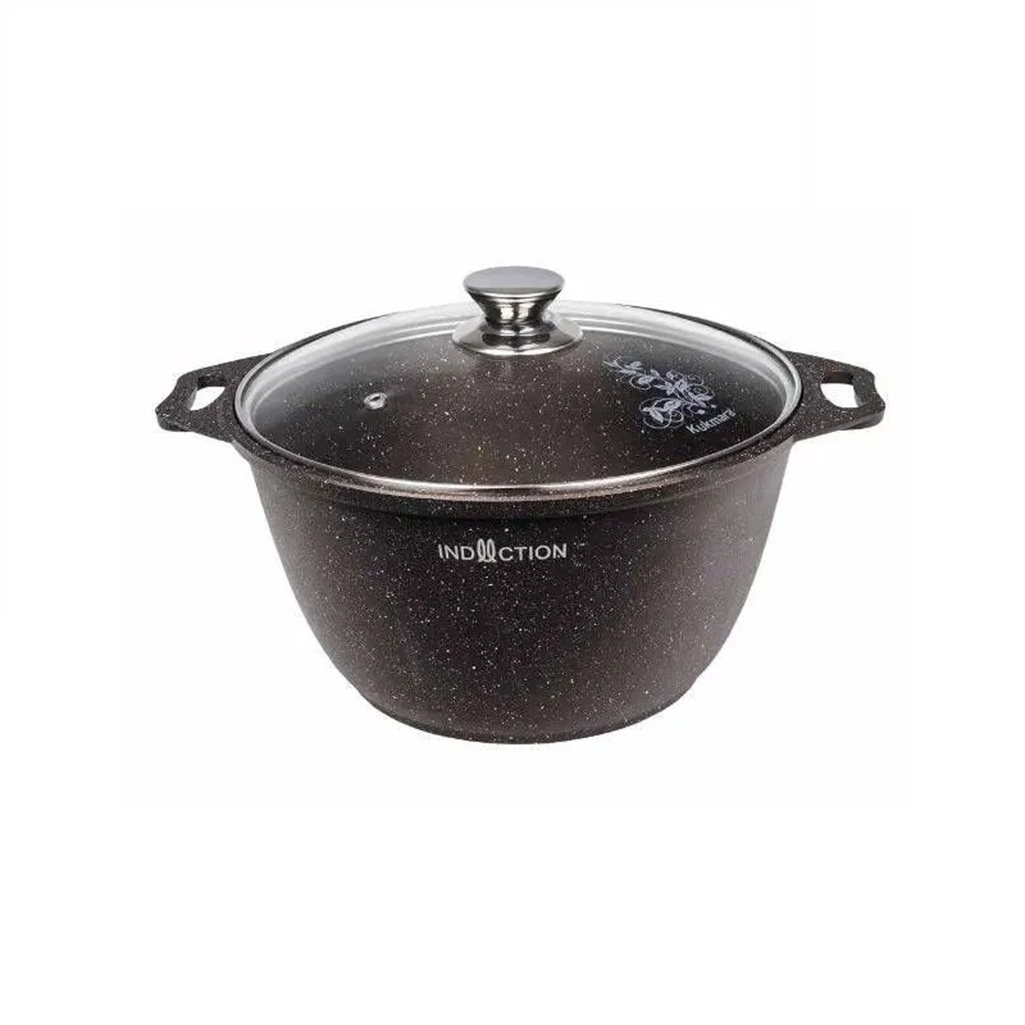 Кастрюля Kukmara со стеклянной крышкой, кофейный мрамор, 2 л