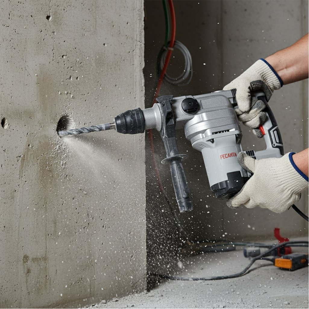 Перфоратор Ресанта П-40-1600КМ, щеточный двигатель, хвостовик SDS-Max