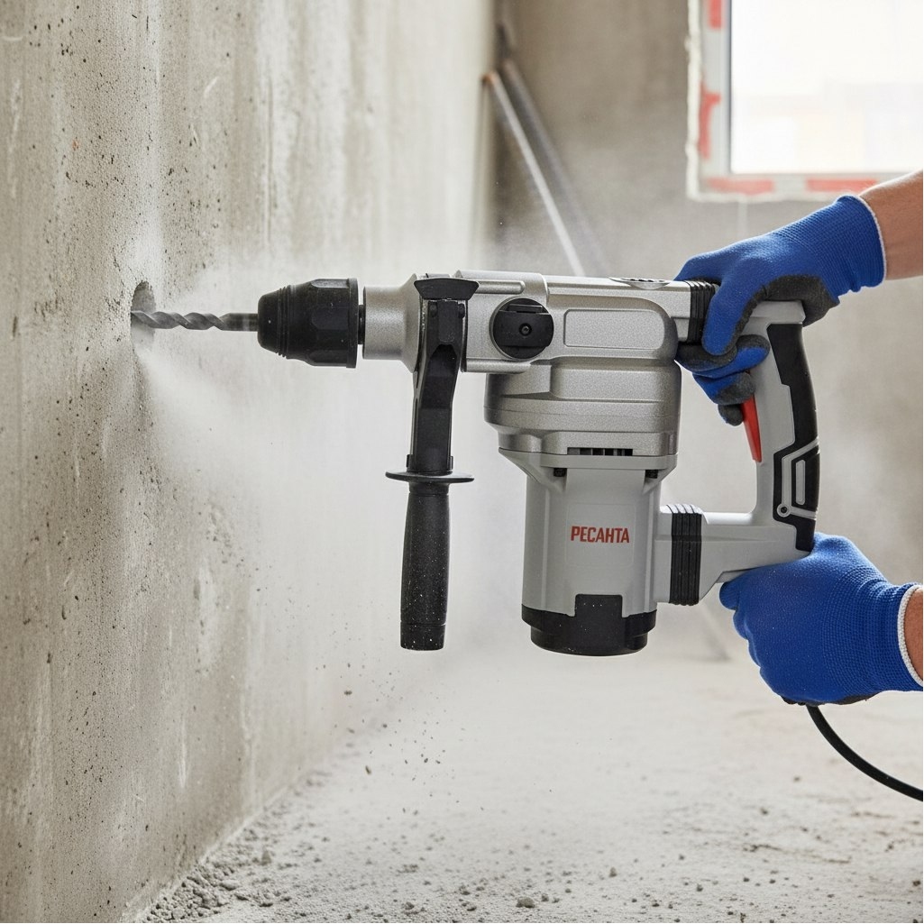 Перфоратор Ресанта П-40-1600КМ, щеточный двигатель, хвостовик SDS-Max