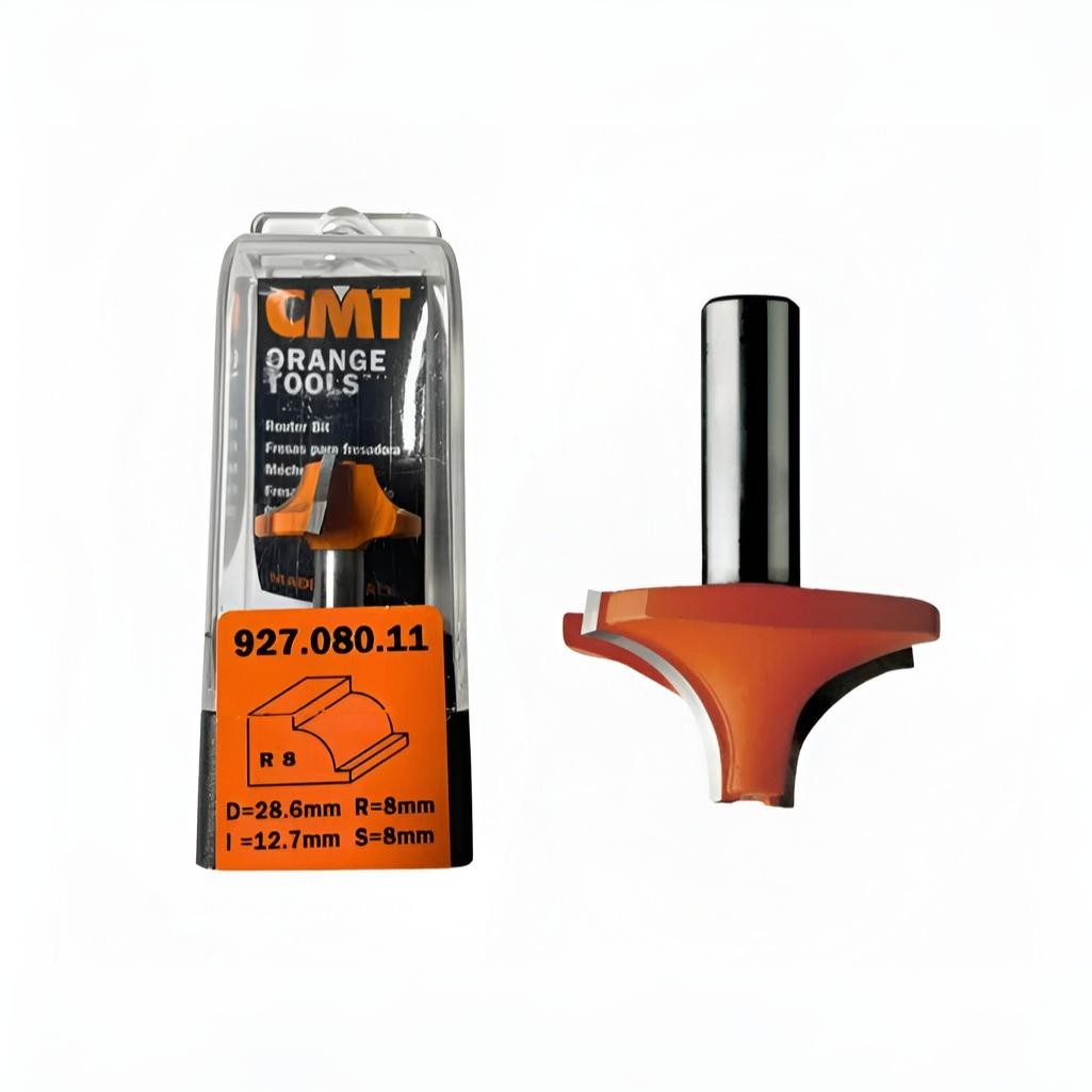 Фреза концевая CMT радиусная с нижним подшипником S8 мм, D28.6х12.7 мм, кромочная, 927.080.11