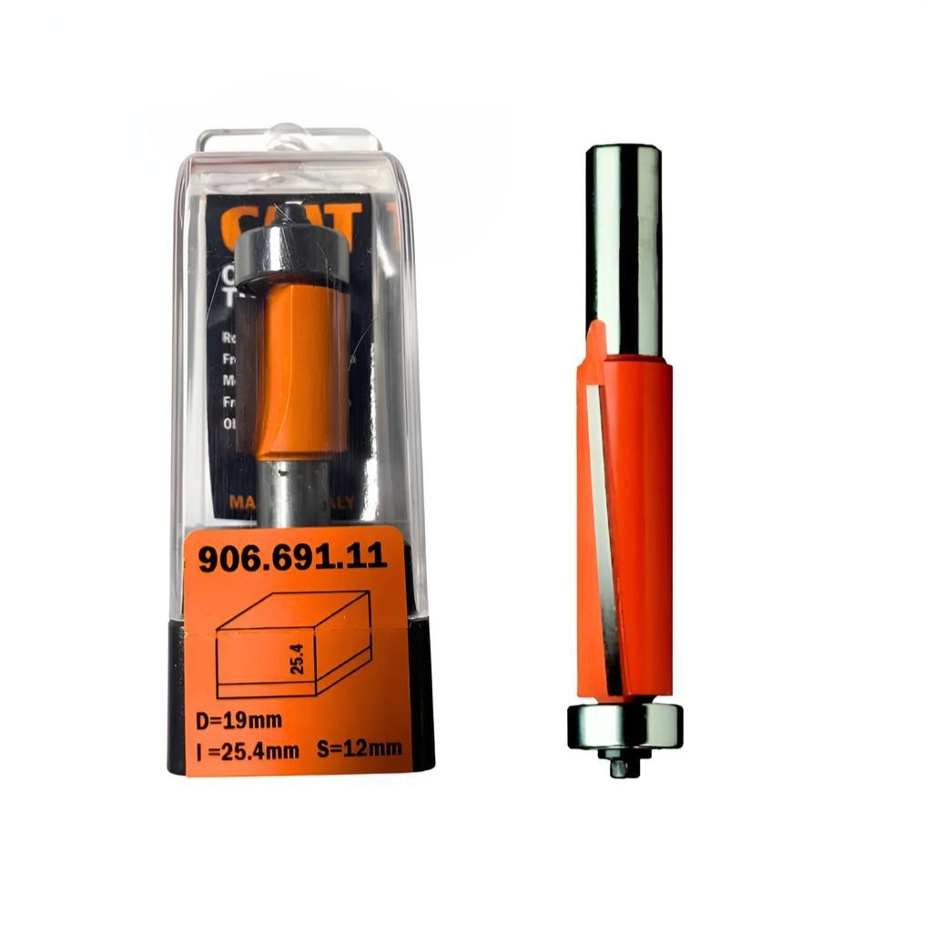 Фреза концевая CMT  обгонная с нижним подшипником S12 мм D19 мм l25.4 мм, кромочная, 906.691.11