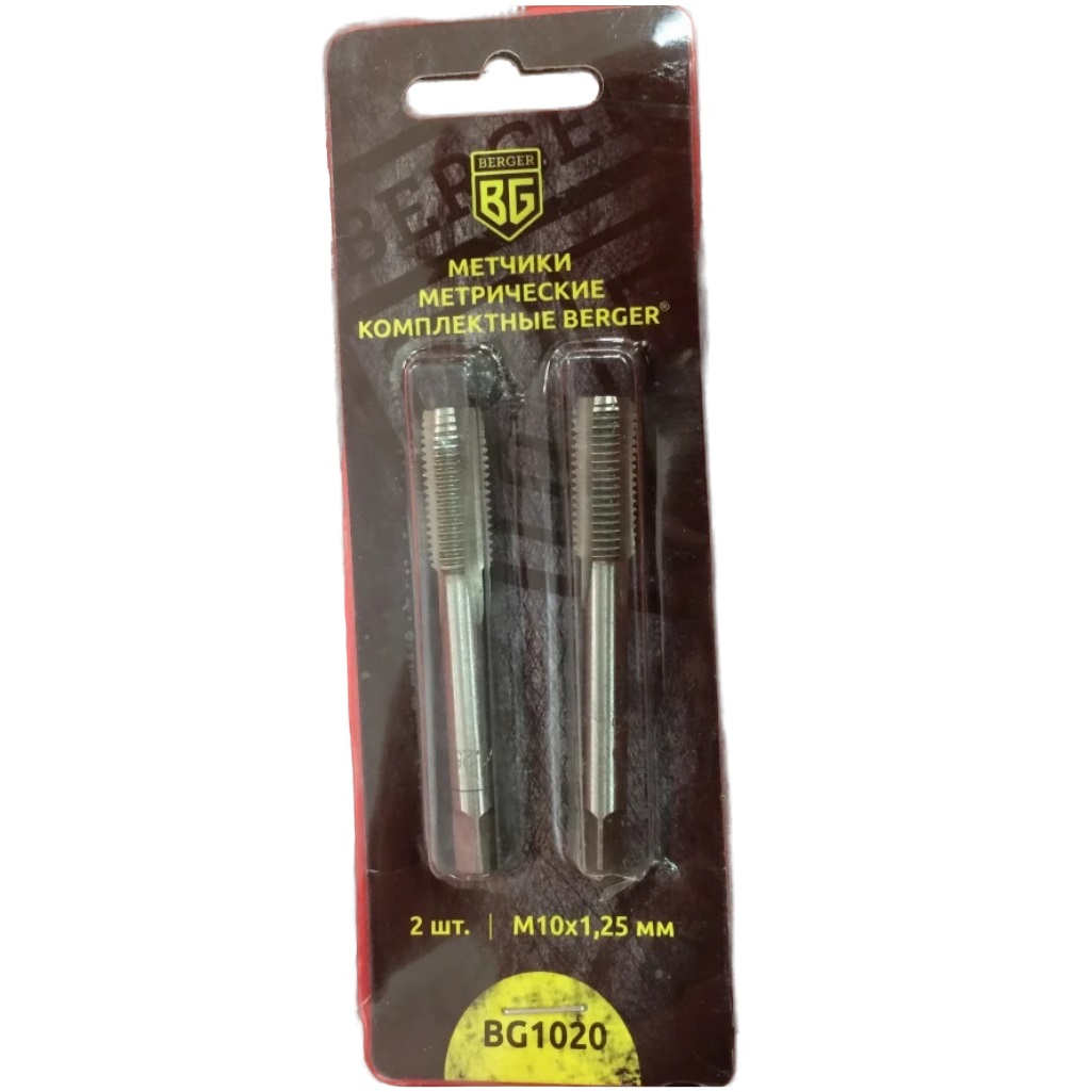 Метчики метрические комплектные Berger BG BG1020, М10х1.25 мм, сталь, в упаковке 2 штуки
