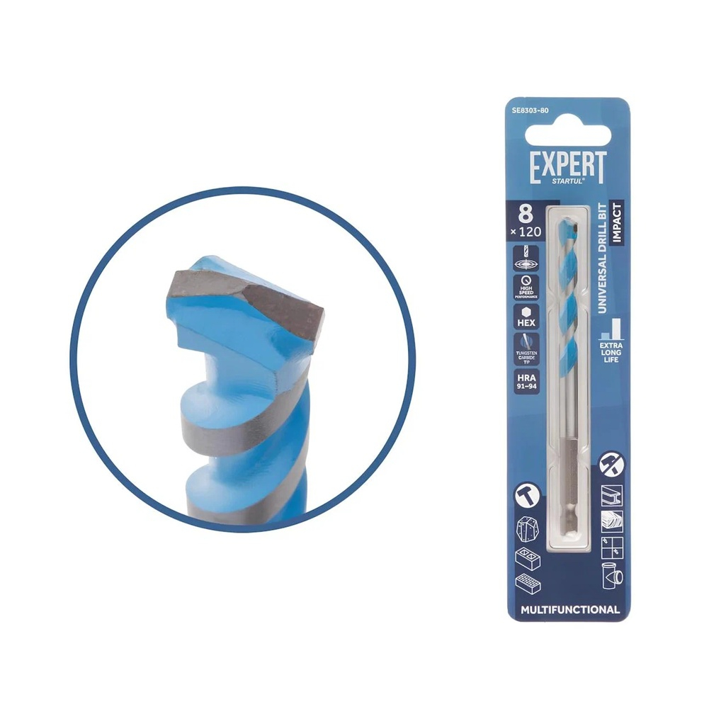 Сверло универсальное Startul Expert SE8303-80, 8х120 мм, спиральное, хвостовик шестигранный