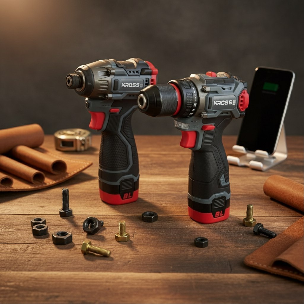 Набор аккумуляторного инструмента Kross KLi16BL+KLi16TD(TYPE2), УШМ+гайковерт, 16В, 2 акк. х 2,0Ah+з.у.