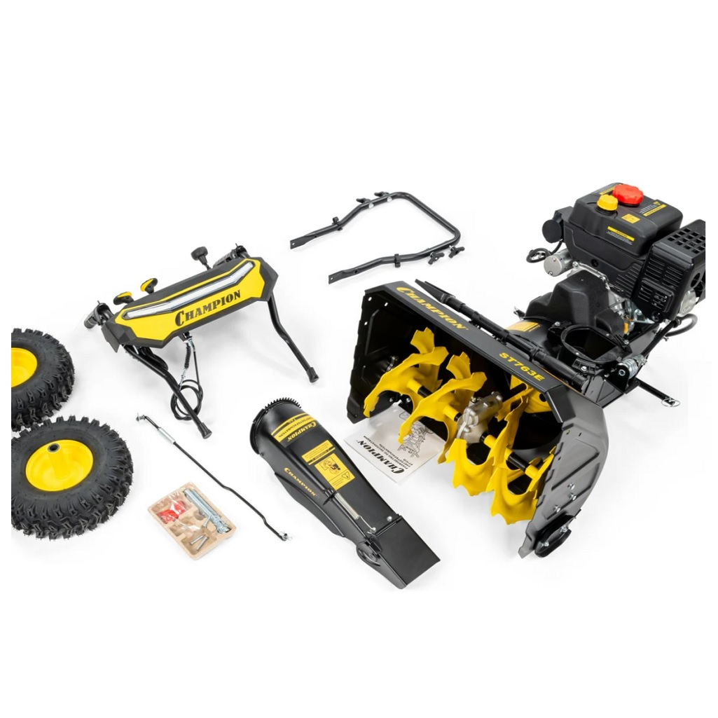 Снегоуборщик бензиновый Champion ST763Е, двухступенчатый, металлический шнек, 5150 Вт