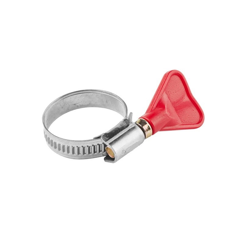 Хомут бабочка с накатной лентой 9мм, нержавеющая сталь, 20-32мм, 2шт