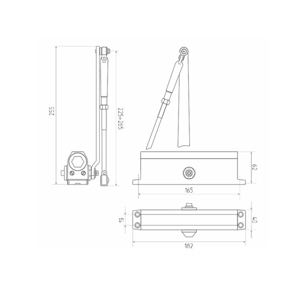 Доводчик дверной НОРА-М 430 F Isparus, с фиксацией, морозостойкий, от 50 до 110 кг, белый