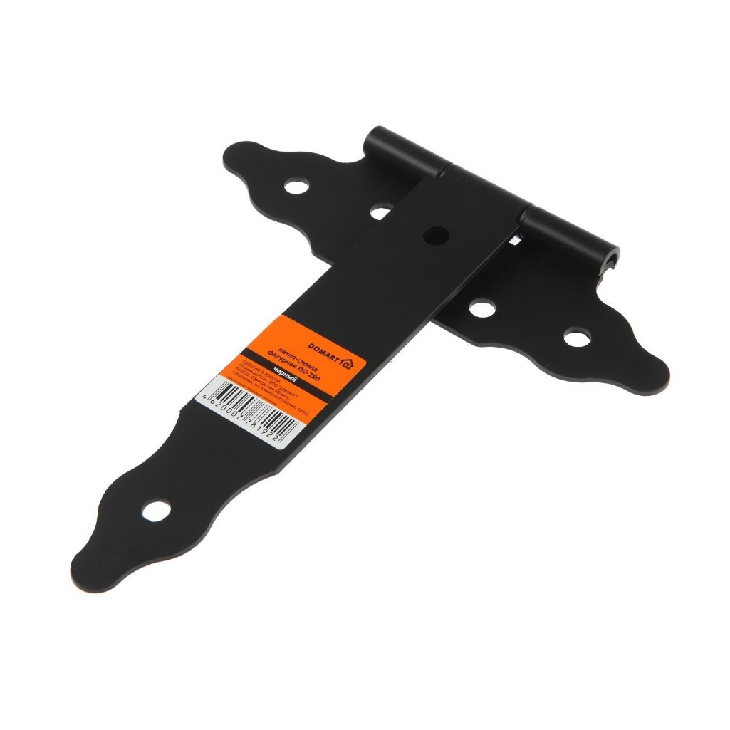 Петля-стрела фигурная Домарт 005854, ПС-250, не съемная, сталь, цвет черный, 3х230х250 мм 