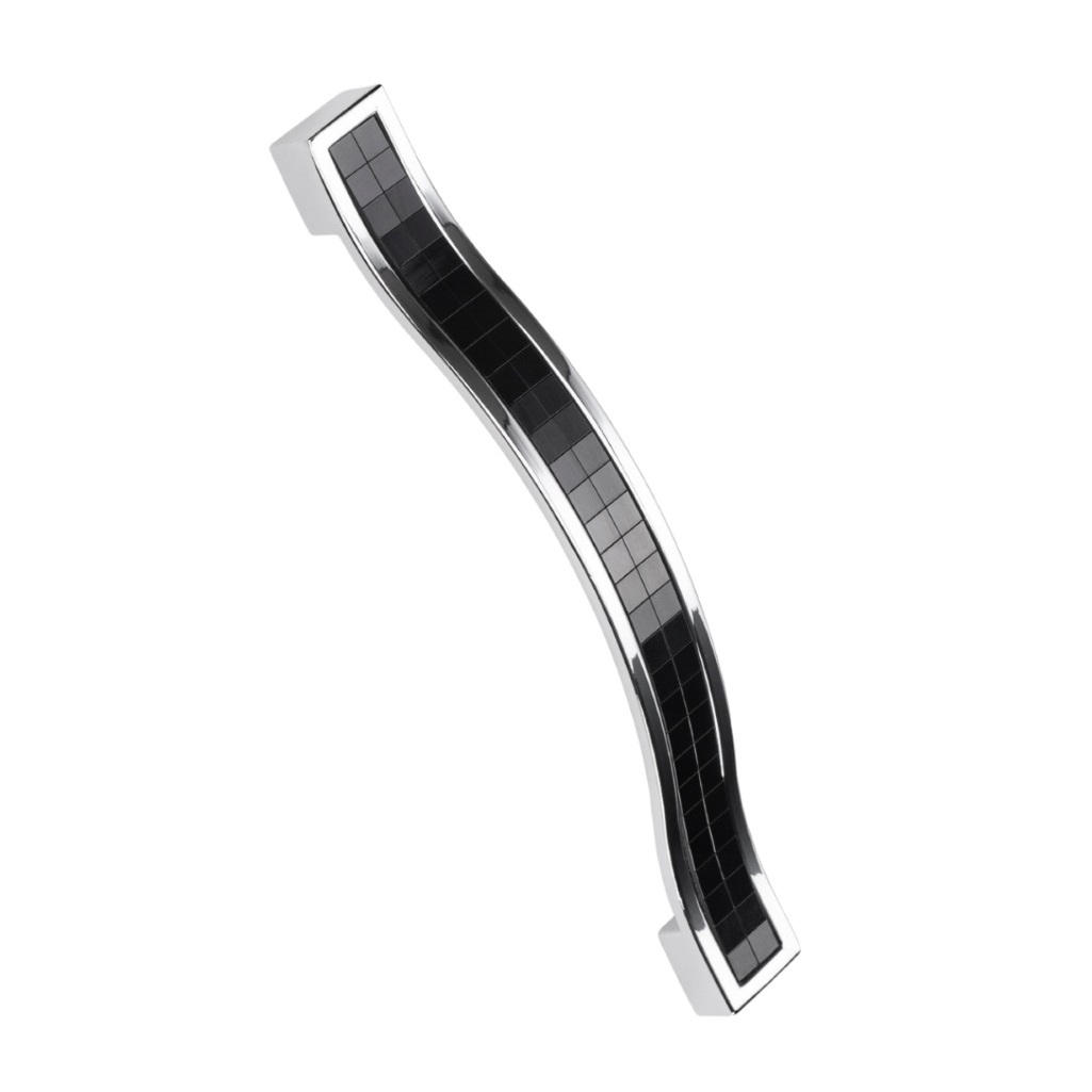 Ручка-скоба Оскар 5232-06-11, межцентровое расстояние 128 мм, длина 156 мм, хром-черный, металл