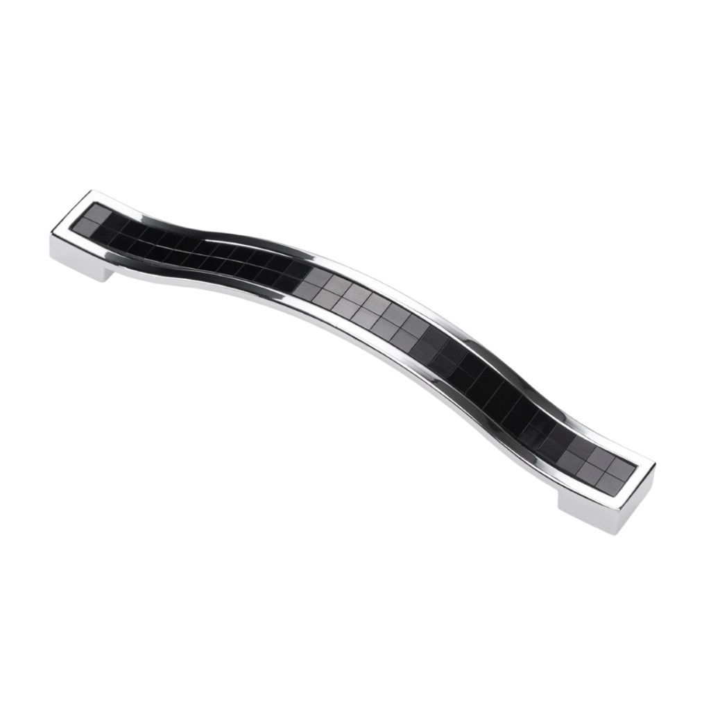 Ручка-скоба Оскар 5232-06-11, межцентровое расстояние 128 мм, длина 156 мм, хром-черный, металл