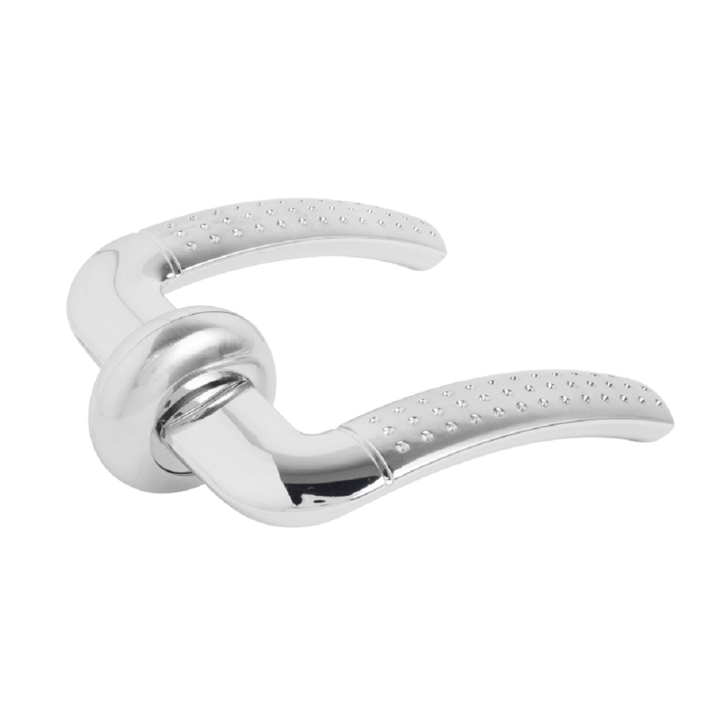 Ручки дверные Стандарт Р26 SN/CP, матовый никель, хром, квадрат, 130 мм