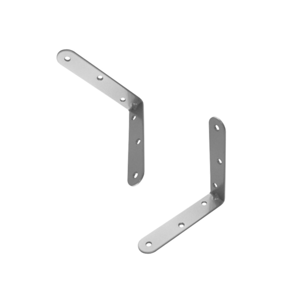 Уголок мебельный Домарт 005149, 100х100х20 мм, 2 мм, серый металлик, сталь, в упаковке 2 штуки