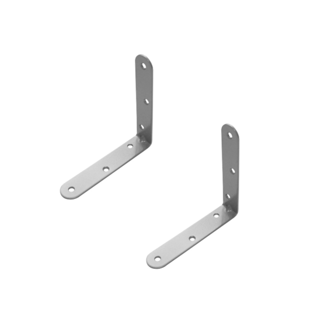 Уголок мебельный Домарт 005149, 100х100х20 мм, 2 мм, серый металлик, сталь, в упаковке 2 штуки